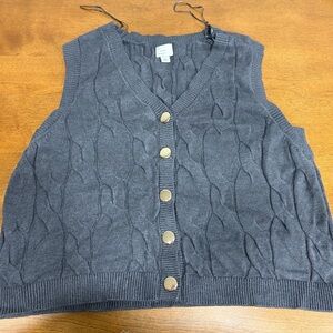 a new day Charcoal Cable Knit Button-Up Sweater Vest